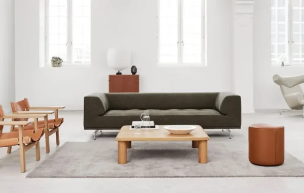 Fredericia Sofas Und Liegen-Delphi 2-Sitzer-Sofa, gebürstetes Aluminium - Olivgrün Clay 14