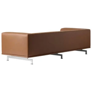 Muuto Sofas Und Liegen-Fredericia Delphi 2-Sitzer-Sofa, gebürstetes Aluminium - braunes Leder Max