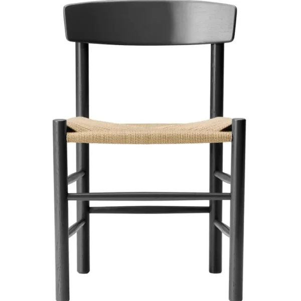 Vitra Sitzgelegenheiten-Fredericia J39 Mogensen Stuhl, schwarz lackierte Eiche - Papierkordel