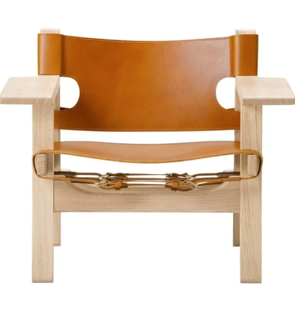 Vitra Sitzgelegenheiten-Fredericia The Spanish Chair, cognacfarbenes Leder - Eiche geseift