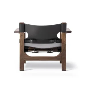 Audo Copenhagen Sitzgelegenheiten-Fredericia The Spanish Chair, schwarzes Leder - Nussbaum geölt
