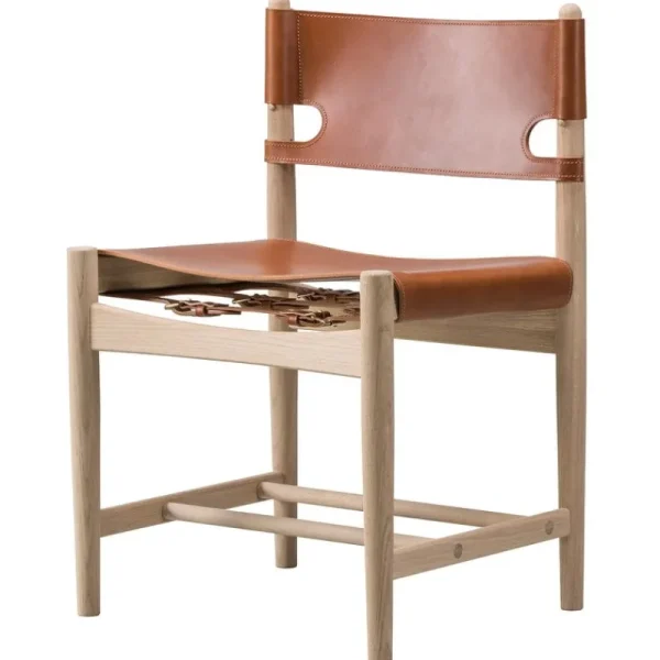 Woud Sitzgelegenheiten-Fredericia The Spanish Dining Chair, cognacfarbenes Leder