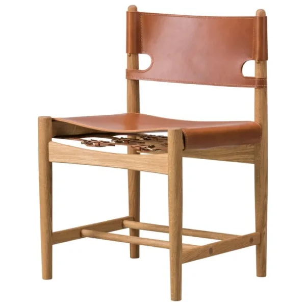 Muuto Sitzgelegenheiten-Fredericia The Spanish Dining Chair, cognacfarbenes Leder – Eiche geölt