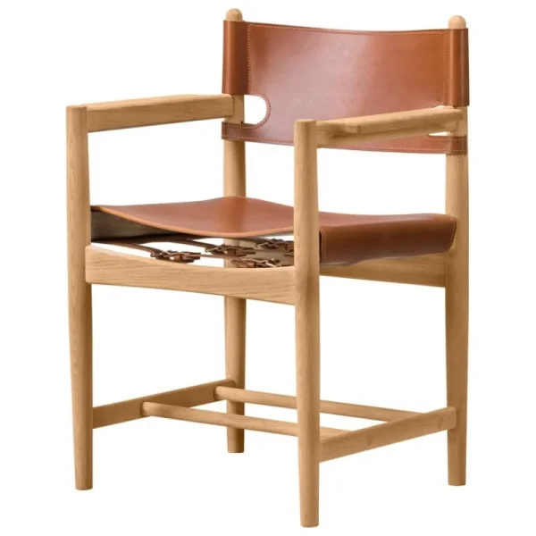 Carl Hansen & Su00f8n Sitzgelegenheiten-Fredericia The Spanish Dining Chair mit Armlehnen, cognacfarbenes Leder