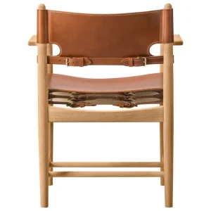 Carl Hansen & Su00f8n Sitzgelegenheiten-Fredericia The Spanish Dining Chair mit Armlehnen, cognacfarbenes Leder