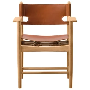 Carl Hansen & Su00f8n Sitzgelegenheiten-Fredericia The Spanish Dining Chair mit Armlehnen, cognacfarbenes Leder