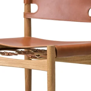 Muuto Sitzgelegenheiten-Fredericia The Spanish Dining Chair, cognacfarbenes Leder – Eiche geölt