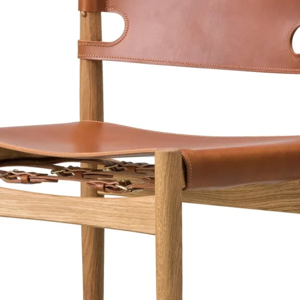 Muuto Sitzgelegenheiten-Fredericia The Spanish Dining Chair, cognacfarbenes Leder – Eiche geölt