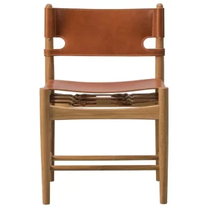 Muuto Sitzgelegenheiten-Fredericia The Spanish Dining Chair, cognacfarbenes Leder – Eiche geölt