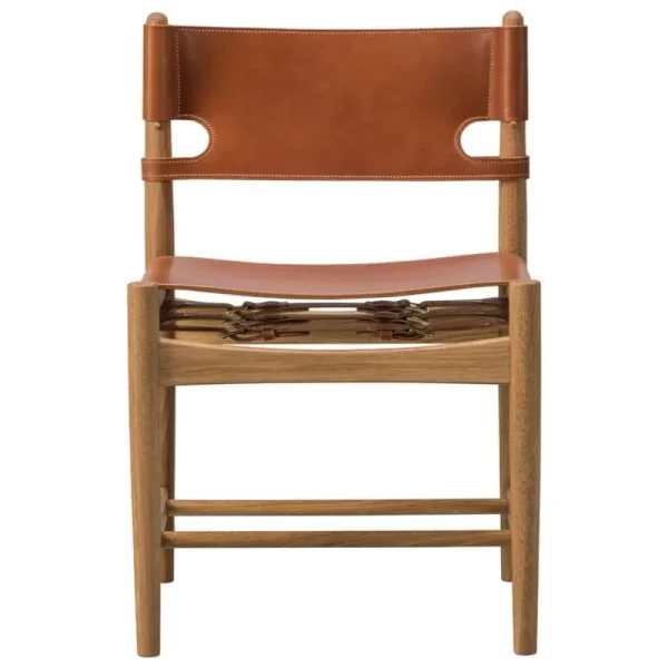 Muuto Sitzgelegenheiten-Fredericia The Spanish Dining Chair, cognacfarbenes Leder – Eiche geölt