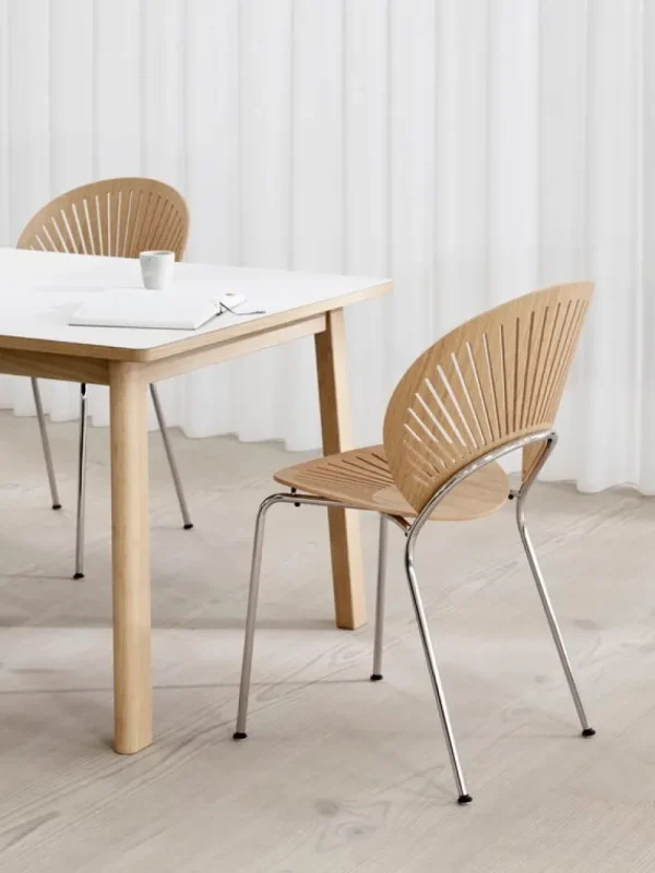 ferm LIVING Sitzgelegenheiten-Fredericia Trinidad Stuhl, Eiche lackiert – Chrom