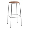 Woud Sitzgelegenheiten-Fritz Hansen Barhocker High Dot, 76 cm, Chrom - Walnussfurnier