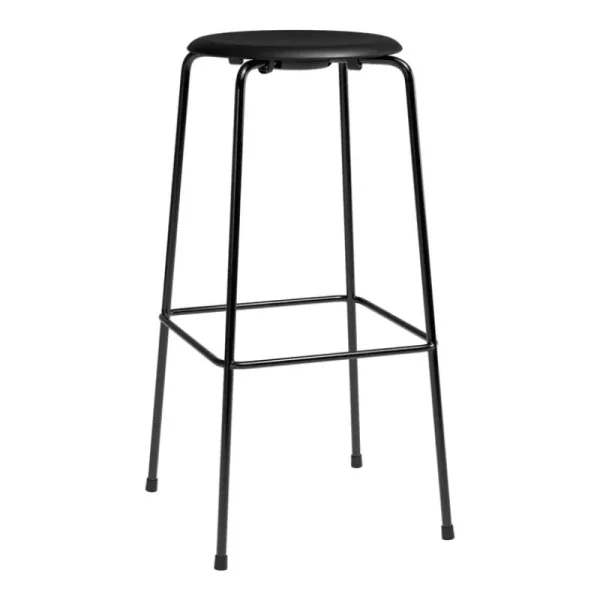 HAY Sitzgelegenheiten-Fritz Hansen Barhocker High Dot, 76 cm, schwarz - schwarzes Leder