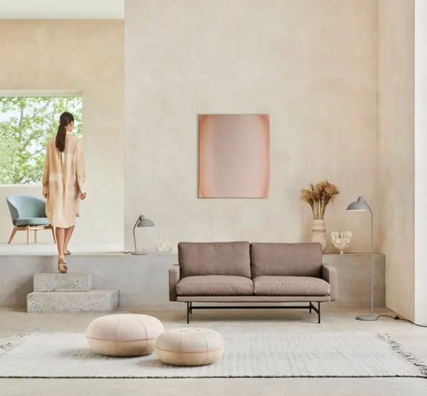 Viccarbe Sitzgelegenheiten-Fritz Hansen CM Pouf, Klein, hellgraues Leder