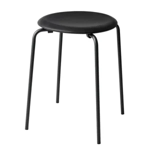 valerie_objects Sitzgelegenheiten-Fritz Hansen Dot Hocker, schwarzes Leder – schwarz