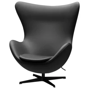 Nikari Sitzgelegenheiten-Fritz Hansen Egg Loungesessel, Schwarz - Essential-Leder, Schwarz