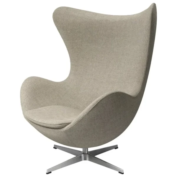 Bebu00f3 Objects Sitzgelegenheiten-Fritz Hansen Egg Loungesessel, satinpoliertes Aluminium - Re-wool 0218