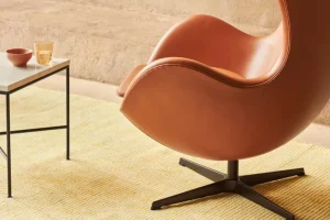 Woodnotes Sitzgelegenheiten-Fritz Hansen Egg Loungesessel, Braun-Bronze - Grace-Leder, Walnuss