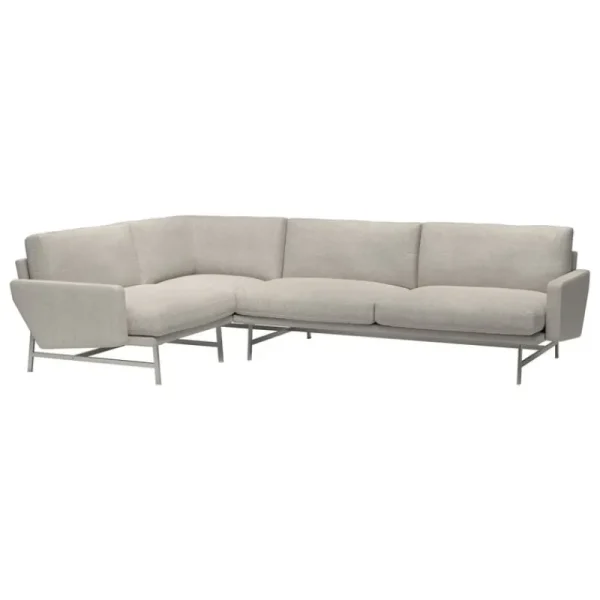 Fredericia Sofas Und Liegen-Fritz Hansen PL114 Lissoni Ecksofa, links, Stahl matt poliert - Clay 0012