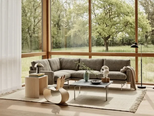 Fritz Hansen Sofas Und Liegen-PL114 Lissoni Ecksofa, rechts, Stahl matt poliert - Moss 015