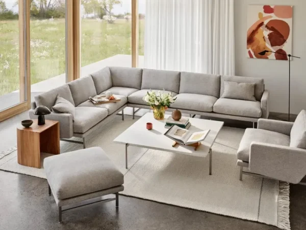 Fritz Hansen Sofas Und Liegen-PL115 Lissoni Ecksofa, matt polierter Stahl - Clay 0012