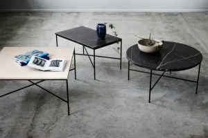 ferm LIVING Tische-Fritz Hansen Planner MC300 Couchtisch, rund, Schwarz - Marmor Charcoal