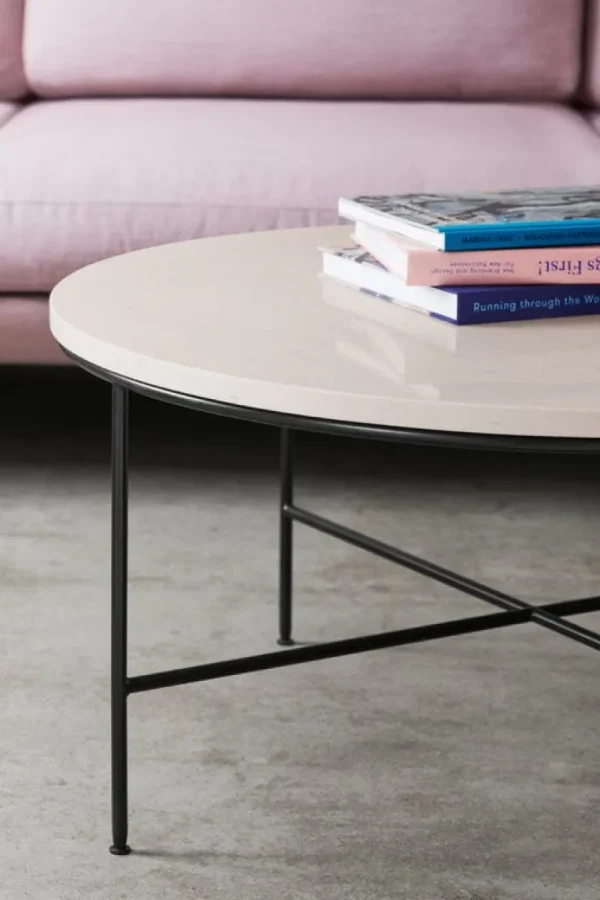 &Tradition Tische-Fritz Hansen Planner MC300 Couchtisch, rund, Schwarz - Marmor Cream