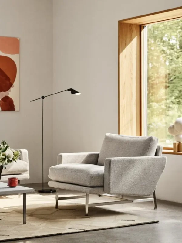 HAY Sitzgelegenheiten-Fritz Hansen PL111S Lissoni Loungesessel, matt polierter Stahl - Clay 0012