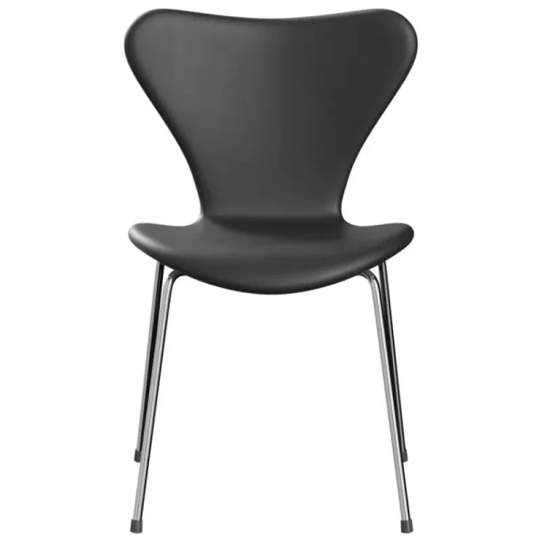 Woud Sitzgelegenheiten-Fritz Hansen Series 7 3107 Stuhl, Chrom - schwarzes Essential Leder