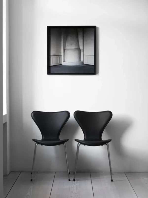 Woud Sitzgelegenheiten-Fritz Hansen Series 7 3107 Stuhl, Chrom - schwarzes Essential Leder