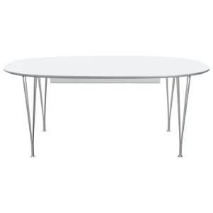 &Tradition Tische-Fritz Hansen Superellipse Ausziehtisch, Chrom - weißes Laminat