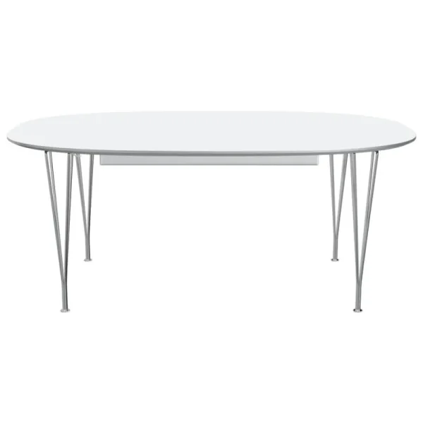 &Tradition Tische-Fritz Hansen Superellipse Ausziehtisch, Chrom - weißes Laminat