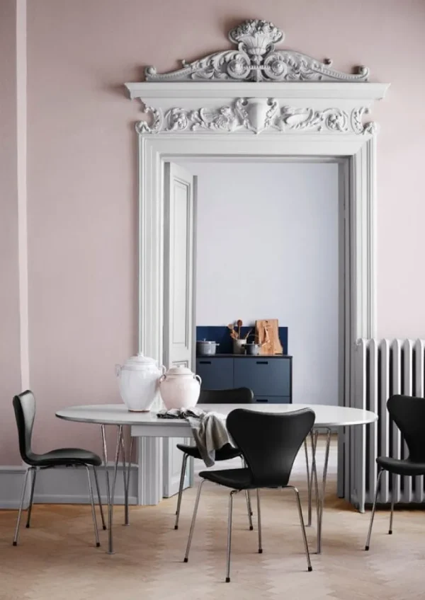 &Tradition Tische-Fritz Hansen Superellipse Ausziehtisch, Chrom - weißes Laminat