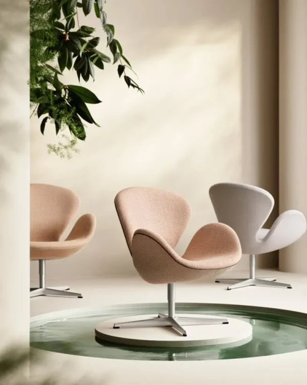 Artek Sitzgelegenheiten-Fritz Hansen Swan 3320 Loungesessel, Aluminium geb. - Serp. Grau-Beige, 0118