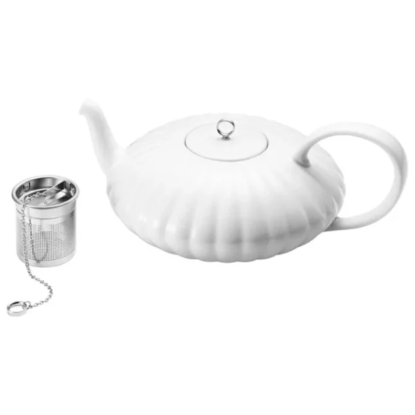 Georg Jensen Karaffen Und Krüge^Bernadotte Teekanne, 1,2 l, Porzellan - Edelstahl