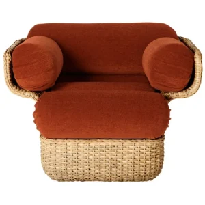 GUBI Sitzgelegenheiten-Basket Loungesessel, Rattan - Belsuede Special FR 133