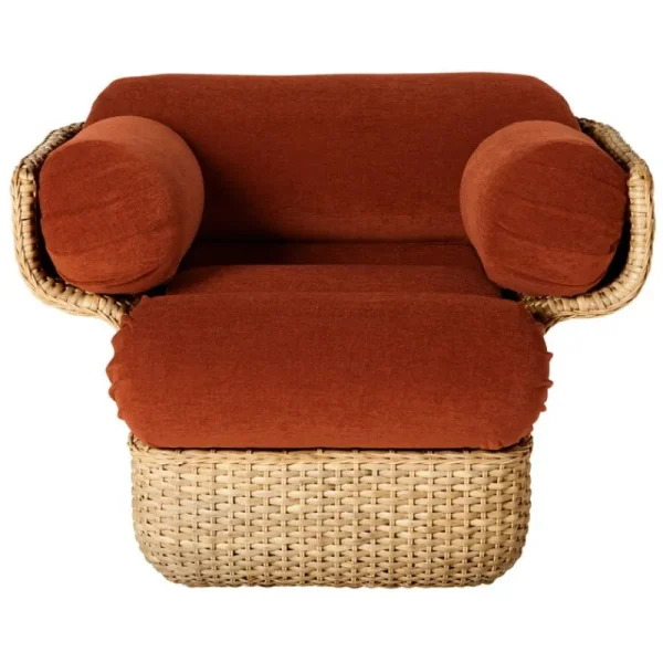 GUBI Sitzgelegenheiten-Basket Loungesessel, Rattan - Belsuede Special FR 133