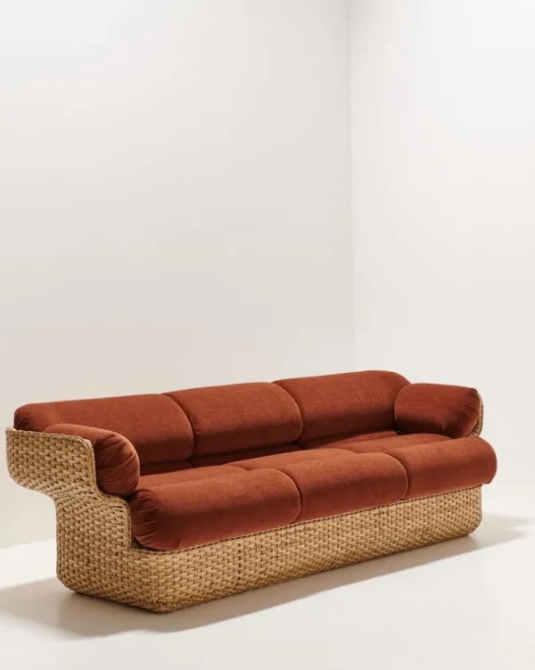 GUBI Sofas Und Liegen-Basket 3-Sitzer-Sofa, Rattan - Belsuede Special FR 133