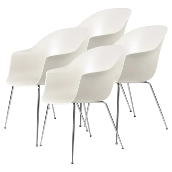 Hem Sitzgelegenheiten-GUBI Bat Stuhl, Alabasterweiß - Chromfuß, 4er-Set