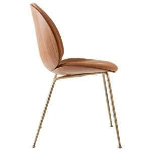GUBI Sitzgelegenheiten-Beetle Stuhl, antikes Messing - Walnuss - Belsuede Sp. 132