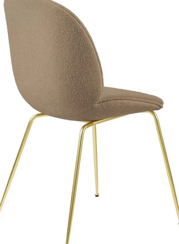 GUBI Sitzgelegenheiten-Beetle Stuhl, Messing halbmatt – Light Boucle 03