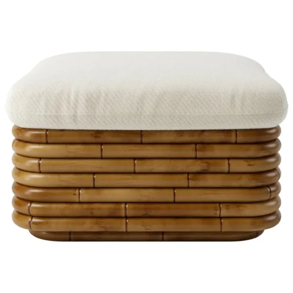 GUBI Terrassenmöbel | Sitzgelegenheiten^Bohemian 72 Polsterhocker, Rattan – Diagonal Boucle 007