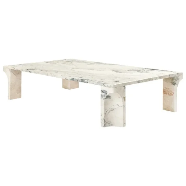 Audo Copenhagen Tische-GUBI Doric Couchtisch, 140 x 80 cm, lichtgrauer Kalkstein