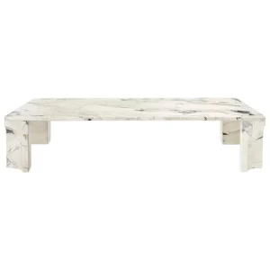 Audo Copenhagen Tische-GUBI Doric Couchtisch, 140 x 80 cm, lichtgrauer Kalkstein