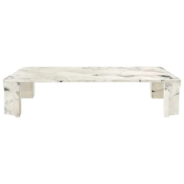 Audo Copenhagen Tische-GUBI Doric Couchtisch, 140 x 80 cm, lichtgrauer Kalkstein