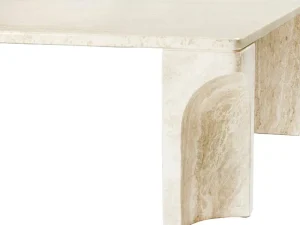 New Works Tische-GUBI Doric Couchtisch, 140 x 80 cm, neutralweißer Travertin