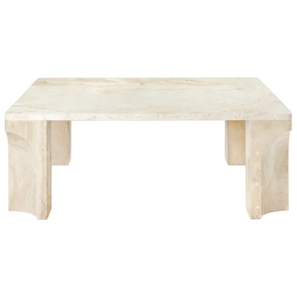 Asplund Tische-GUBI Doric Couchtisch, 80 x 80 cm, neutralweißer Travertin
