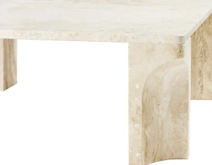 Asplund Tische-GUBI Doric Couchtisch, 80 x 80 cm, neutralweißer Travertin