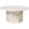 GUBI Tische-Epic Couchtisch, rund, 80 cm, weißer Travertin