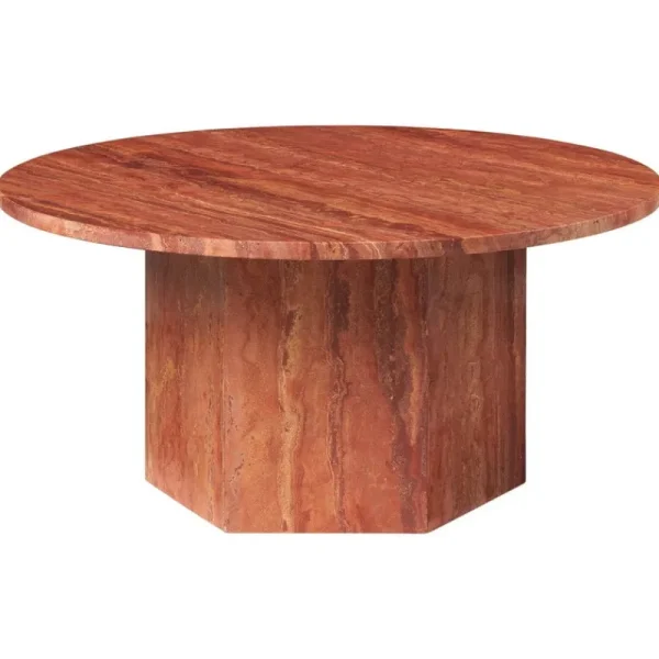 Karakter Tische-GUBI Epic Couchtisch, rund, 80 cm, roter Travertin